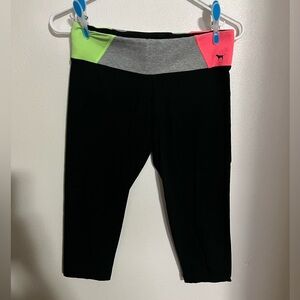 VICTORIA'S SECRET PINK Y2K Folded Waist Band Capri Yoga Pants Women's Size S EUC